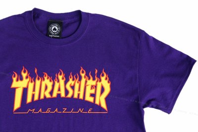 【 K.F.M 】THRASHER Flame Purple T-Shirt 火焰 Logo 短T 短袖 紫火焰