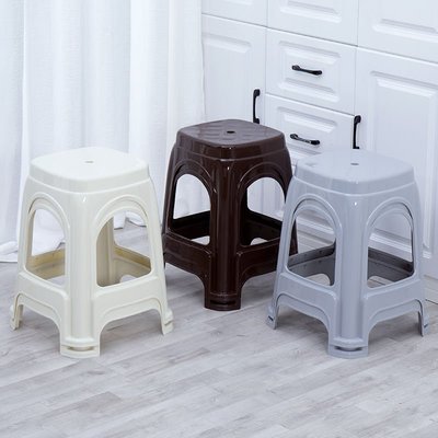 新款塑料凳子加厚家用板凳成人餐桌凳客廳椅子方凳熟膠~特價