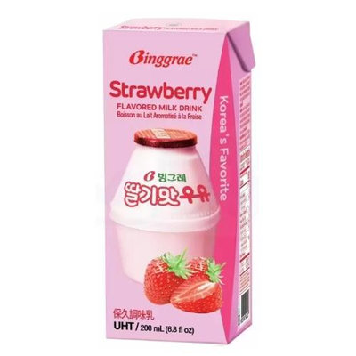 Binggrae 草莓牛奶 保久調味乳 200毫升 X 24入 C298720 COSTCO代購