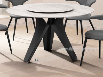 【N D Furniture】台南在地家具-工業風黑砂實心腳座岩板桌面4.3尺圓桌/岩板餐桌T635-1H