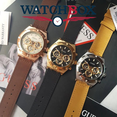 原裝Guess石英男士手錶 時尚休閒腕錶皮革錶帶男表GW0262G1 GW0262G2 GW0262G3