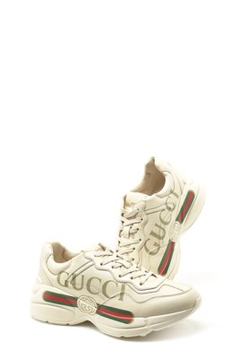 【UK6-11折扣預購】22春夏正品Gucci Rhyton logo sneakers復古厚底老爹鞋 米白色 男鞋