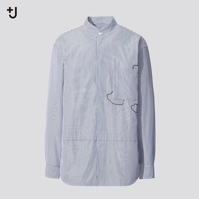[全新] UNIQLO +J 2020秋冬 (Jil Sander) 男裝 SUPIMA COTTON 寬版立領襯衫 S