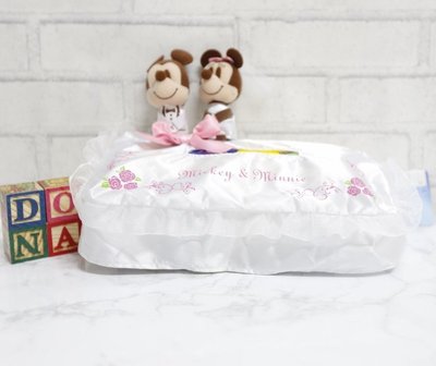【Dona日貨】日本正版 迪士尼米老鼠米奇米妮結婚模樣 立體蕾絲面紙套 C51