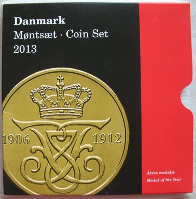 丹麥2013年MS普制銅鎳套幣含新版女王頭像20克朗原廠包裝 免運