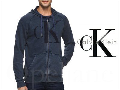 美國真品 Calvin Klein CK JACKET 卡文克萊復古藍色棉質帽T拉鍊外套夾克S號 愛Coach包包