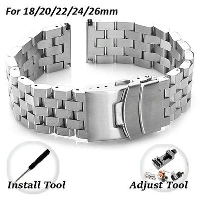 適用Amazfit手錶的通用鋼錶帶Galaxy Watch 3 Active 2華為不銹鋼錶帶18/20 22/24Mm-極巧3C