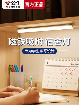 玖玖公牛大學生宿舍LED臺燈床頭寢室USB書桌酷斃燈管學習專用護眼磁吸