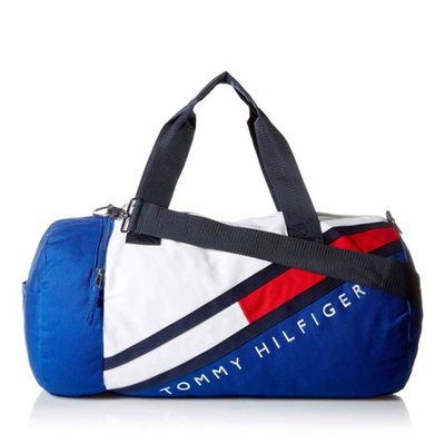 【美麗小舖】Tommy Hilfiger 藍/白色 大款 旅行袋 運動包 手提包 側背包 波士頓包 帆布包~T44874