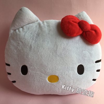 [Kitty 旅遊趣] Hello Kitty 凱蒂貓抱枕 沙發靠墊 椅子靠墊 白色靠墊 凱蒂貓大臉 辦公椅腰靠