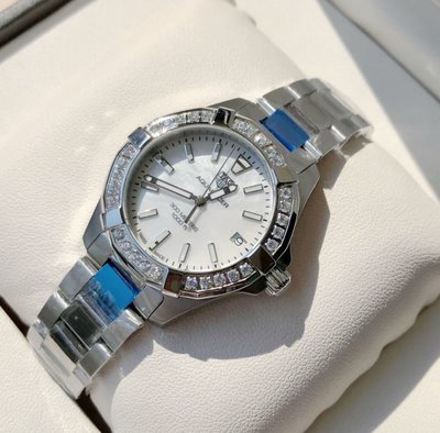 TAG HEUER Aquaracer 珍珠貝母錶盤 銀色不鏽鋼錶帶 石英 女士手錶 WBD1313.BA0740