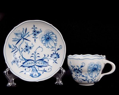 *JAZZ 棧 * 德國麥森Meissen 手繪藍洋蔥系列咖啡杯盤組一級典藏品