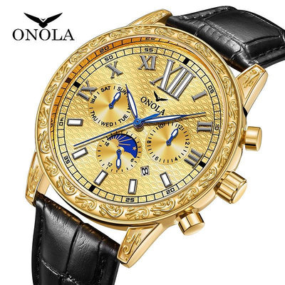 【】ONOLA 6834 時尚 個性設計 大金錶 （2023年最新款） 多功能 全自動機械錶 男士手錶〔免費原裝禮盒