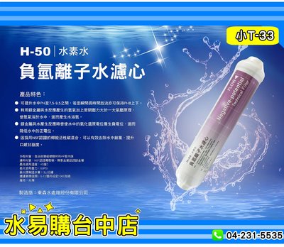 【水易購台中店】小T 33 負氫離子水 濾心 (水素水濾心)