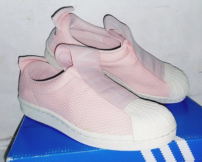 品牌 Adidas Superstar Slip On  粉色電繡 網布繃帶 奶油頭 懶人鞋