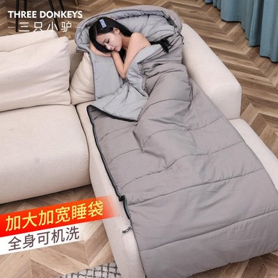 【台灣品質】戶外用品  睡袋大人露營成人加大加寬四季通用款單人室內冬季加厚防寒