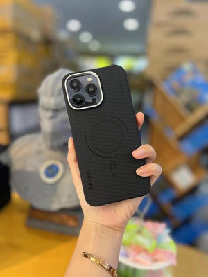 凱夫手機殼藍猩適用于iphone14promax拉碳磁吸纖維蘋果保護殼散熱15promax芳綸600D