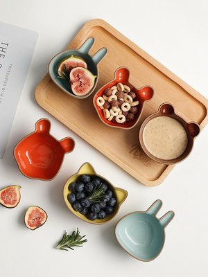 特賣-可愛陶瓷小碟子味碟日式蘸醬碟卡通創意零食點心小吃碟調料醬油碟