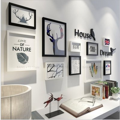 BANG◎北歐風格照片牆 10件組合 黑白套裝 相框 家庭裝潢 客廳裝飾【HH17】