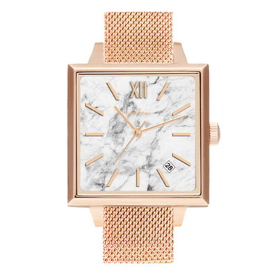 ∥ 國王時計 ∥ MAX MAX MAS7034-5 玫瑰金方形大理石面腕表