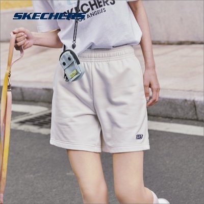 現貨熱銷-Skechers斯凱奇2022夏季新款男女舒適寬松休閑運動褲純色針織短褲爆款