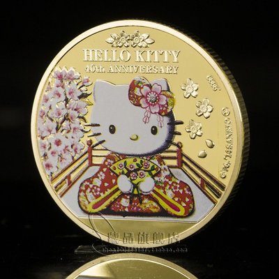 特價！紐埃櫻花Hello Kitty紀念幣 庫克卡通兒童鍍金幣 櫻花卡通幣硬幣