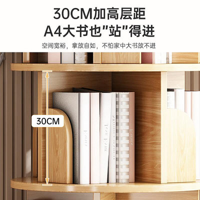 書架旋轉書架360度落地簡易置物架繪本架家用帶輪可移動學生收納書柜