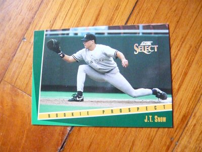 1992強打一壘手J.T.SNOW近20年老卡一張~20元起標