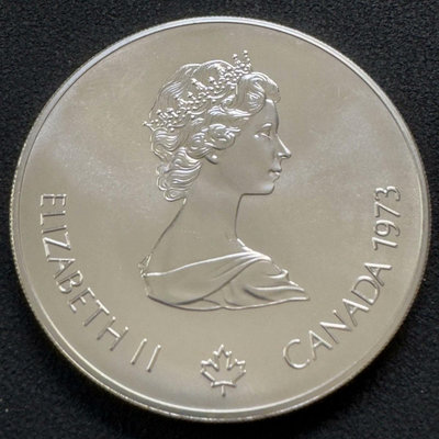 【二手】 加拿大1973年蒙利爾奧運會北美地圖紀念銀幣，原光好品673 紀念幣 硬幣 錢幣【經典錢幣】