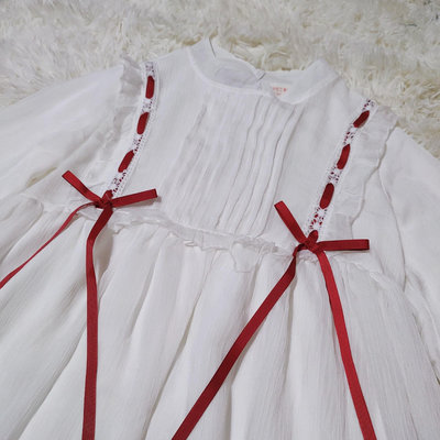 安可工作室 絕版紅白色雪紡連身裙OP