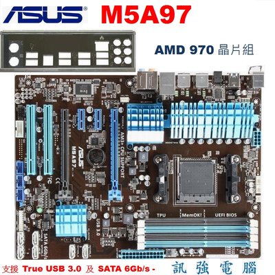華碩 M5A97 高階主機板、雙PCI-E插槽【支援FX / AM3+ 6核、8核處理器】USB3.0、測試良品、附檔板