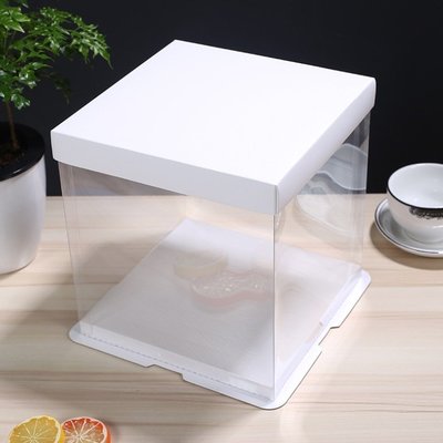 ▪2入▪6吋純白雙層PET透明蛋糕盒/雙層生日蛋糕烘焙包裝盒/禮品盒/紙塑合一覆膜紙盒