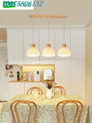 餐廳吊燈具現代簡約創意原木家用三頭餐桌燈2595圖750*1000