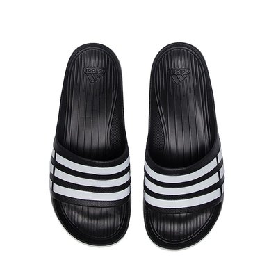 Adidas DURAMO 黑色拖鞋 愛迪達黑白線拖鞋 防水拖鞋 G15890