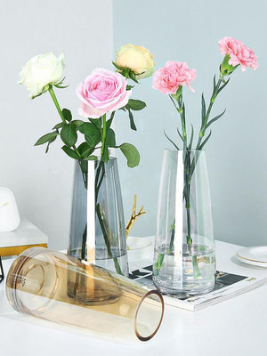 北歐玻璃花瓶透明現代簡約水培鮮花干花插花器擺件桌面客廳小清新台北有個家