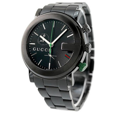 GUCCI YA101331古馳 手錶 44mm 黑色面盤 黑色不鏽鋼錶帶 男錶 女錶