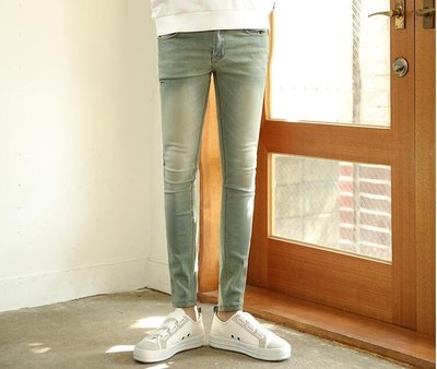 FINDSENSE Z1 韓國 時尚 潮 男 修身 簡約 水洗個性複古藍 鉛筆褲 小腳褲 九分褲 牛仔褲