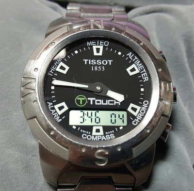【精品廉售/手錶】瑞士名錶Tissot天梭錶Touch雙窗石英男士錶/精鋼錶帶* Z251/351*防水*佳品*附原盒