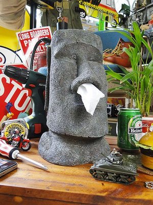摩艾復活節島石像人臉像MOAI面紙抽面紙盒 鼻涕款紙巾抽盒筒~纸盒