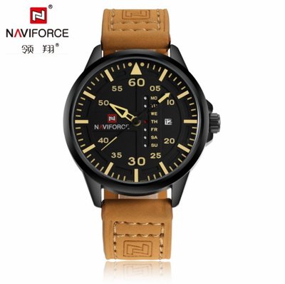 【潮裡潮氣】NAVIFORCE領翔軍錶9074男士石英腕錶手錶正品防水雙日曆男錶