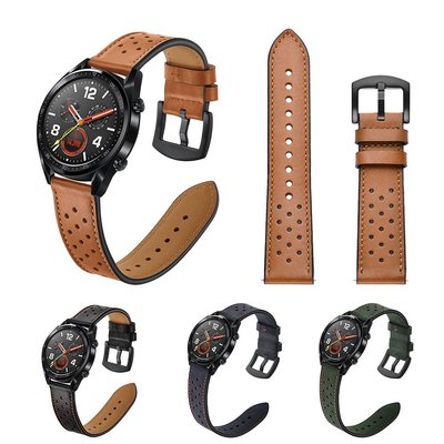 森尼3C-22MM通用快拆錶帶 華為watch GT2e 46MM三星Gear S3真皮梅花孔錶帶Ticwatch Pro手錶錶帶-品質保證