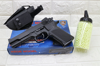 [01] KWC M4505 手槍 空氣槍 黑 + 奶瓶 + 槍套 ( KA14 BB槍COLT柯特M1911