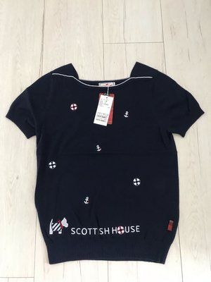 全新Scottish House 深藍色海軍泳圈狗狗針織上衣-Size:S