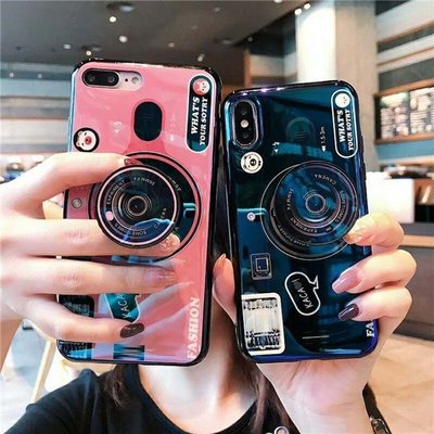 三星A7 A9 2018 藍光相機支架手機殼Samsung Galaxy A8+ A6 Plus J4 J6 保護套軟殼