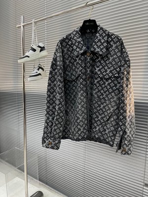 『RP精品』Louis Vuitton 路易威登LV 滿老花Logo仿水晶鑲嵌 牛仔外套 夾克