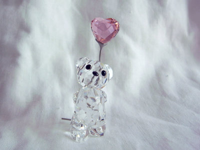 2006年 Swarovski 施華洛世奇 I LOVE YOU 我愛你 水晶熊 粉紅心形氣球小熊 愛心小熊 水晶擺飾