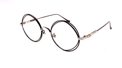 【本閣】KLX105 造型金屬大圓框光學眼鏡黑金雙框 銀飾chrome hearts風格