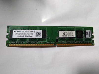 256 （3C）（電腦）Synnex pc800d2l2gu-1186 limited lifetime 2G DDR2 800 記憶體 聯強 標籤「1」(1)