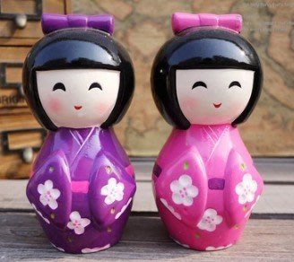【熱賣精選】一對價 【日本娃娃和服侍女：存錢罐】趣味陶瓷擺件