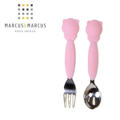 Marcus & Marcus 不鏽鋼叉匙餐具組/兒童餐具 粉紅豬
